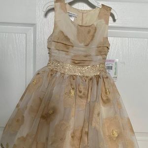 NWT Girls Bonnie Bean Gold Beige Dress Size 6